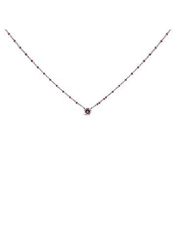Haus of Brilliance Sterling Silver Rhodolite Enamel Bead Chain Necklace 18 Inch (view 1)