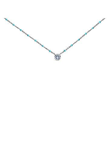 Haus of Brilliance Sterling Silver Bezel Set Light Blue Aquamarine and Enamel Bead Chain Necklace (view 1)