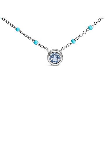 Haus of Brilliance Sterling Silver Bezel Set Light Blue Aquamarine and Enamel Bead Chain Necklace (view 2)