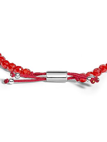 Haus of Brilliance Sterling Silver Red Jasper Bead Station Bracelet with Bolo Clasp (view 2)
