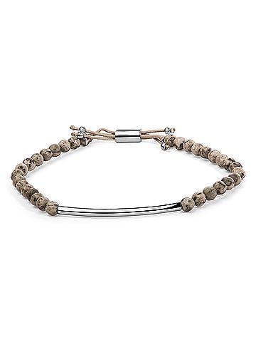 Haus of Brilliance Sterling Silver Jasper Bead Station Bracelet Bolo Clasp (view 1)