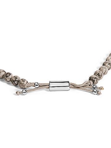 Haus of Brilliance Sterling Silver Jasper Bead Station Bracelet Bolo Clasp (view 2)