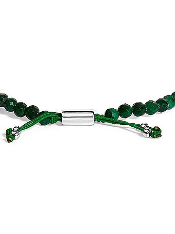 Haus of Brilliance Sterling Silver Malachite Bead Station Bracelet with Bolo Clasp (view 2)