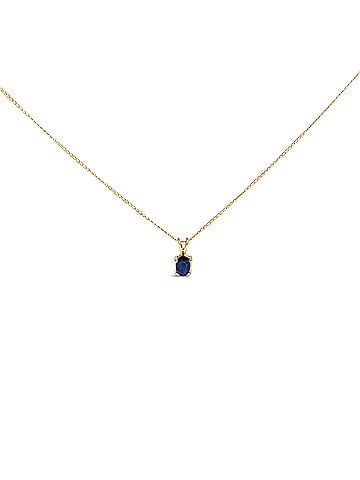 Haus of Brilliance 14K Yellow Gold 6x4MM Oval Shaped Blue Sapphire Solitaire Pendant Necklace (view 1)