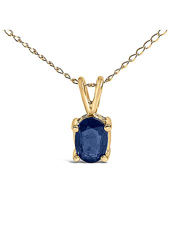 Haus of Brilliance 14K Yellow Gold 6x4MM Oval Shaped Blue Sapphire Solitaire Pendant Necklace (view 2)