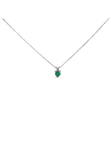Haus of Brilliance 14K White Gold 5X5 MM Heart Shaped Green Emerald Solitaire Pendant Necklace (view 1)