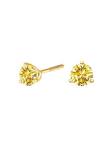 Haus of Brilliance 14K Yellow Gold 3-Prong Martini Set 1.0 Cttw Yellow Lab Grown Diamond Solitaire Stud Earrings (view 2)