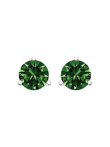 Haus of Brilliance 14K White Gold 1.0 Cttw 3-Prong Martini Set Lab Grown Green Diamond Solitaire Stud Earrings (view 1)