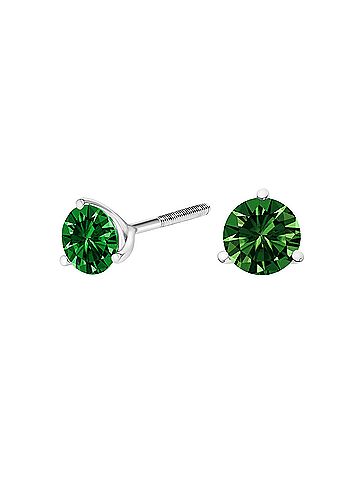 Haus of Brilliance 14K White Gold 1.0 Cttw 3-Prong Martini Set Lab Grown Green Diamond Solitaire Stud Earrings (view 2)