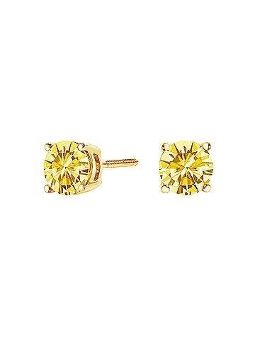 Haus of Brilliance 14K Yellow Gold 2.0 Cttw Lab Grown Yellow Diamond Solitaire Stud Earrings (Yellow Color, VS2-SI1 Clarity) (view 2)