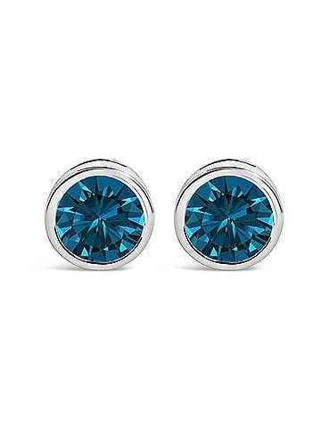 Haus of Brilliance 14K White Gold 2.0 Cttw Bezel Set Lab Grown Blue Diamond Solitaire Stud Earrings (view 1)