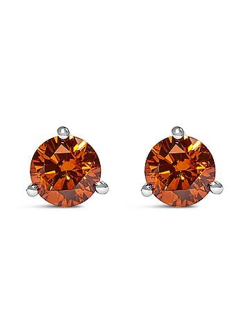 Haus of Brilliance 14K White Gold 1/2 Cttw Lab-Grown Round Brilliant-Cut Orange Diamond Classic 3-Prong Martini set Stud Earrings (Orange Color, VS1-VS2 Clarity) (view 1)