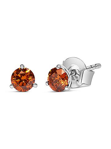 Haus of Brilliance 14K White Gold 1/2 Cttw Lab-Grown Round Brilliant-Cut Orange Diamond Classic 3-Prong Martini set Stud Earrings (Orange Color, VS1-VS2 Clarity) (view 2)