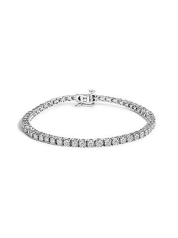 Haus of Brilliance 14K White Gold 3.0 Cttw Lab Grown Diamond Illusion-Set Miracle Plate Tennis Bracelet (F-G Color, VS1-VS2 Clarity) - Size 7.25" (view 1)