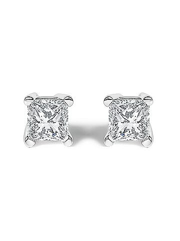 Haus of Brilliance 14K White Gold 1/4 Cttw Princess Cut Lab Grown Diamond Solitaire Stud Earrings (F-G Color, VS2-SI1 Clarity) (view 1)