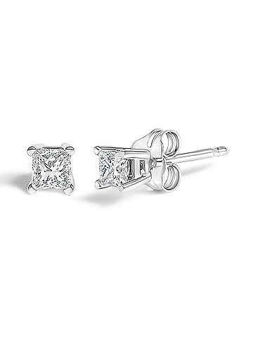 Haus of Brilliance 14K White Gold 1/4 Cttw Princess Cut Lab Grown Diamond Solitaire Stud Earrings (F-G Color, VS2-SI1 Clarity) (view 2)