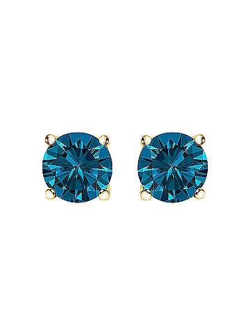 Haus of Brilliance 14K Yellow Gold 2.00 Cttw Blue Lab Grown Diamond Stud Earrings with Screw Backs (view 1)
