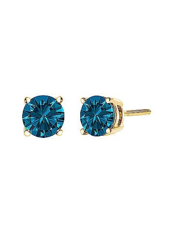 Haus of Brilliance 14K Yellow Gold 2.00 Cttw Blue Lab Grown Diamond Stud Earrings with Screw Backs (view 2)