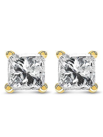 Haus of Brilliance IGI Certified 3/8 Cttw Princess-Cut Square Diamond 4-Prong Solitaire Stud Earrings in 14K Yellow Gold (K-L Color, I1-I2 Clarity) (view 1)