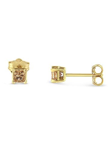Haus of Brilliance IGI Certified 3/8 Cttw Princess-Cut Square Diamond 4-Prong Solitaire Stud Earrings in 14K Yellow Gold (K-L Color, I1-I2 Clarity) (view 2)
