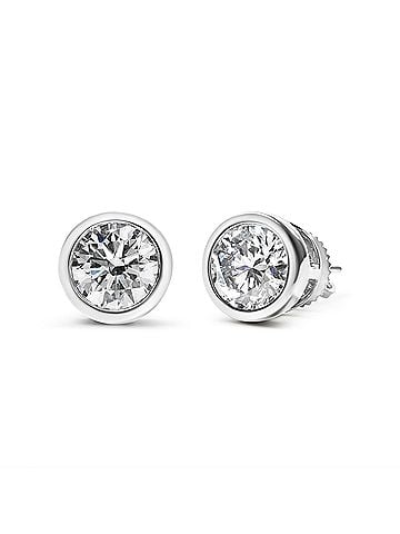 Haus of Brilliance 14K White Gold 2.0 Cttw Lab Grown Diamond Screw-Back Classic Bezel Solitaire Stud Earrings (G-H Color, VS2-SI1 Clarity) (view 2)