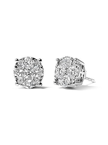 Haus of Brilliance 14K White Gold 2.00 Cttw Lab Grown Diamond Cluster Stud Earrings (G-H Color, VS1-VS2 Clarity) (view 2)