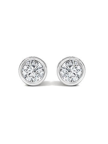 Haus of Brilliance 14K White Gold 1/2 Cttw Lab Grown Diamond Bezel Solitaire Stud Earrings (view 1)