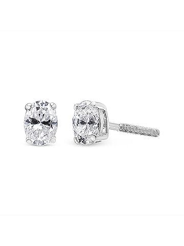 Haus of Brilliance 14K White Gold 1/2 Cttw Lab Grown Oval Solitaire Diamond Stud Earrings (F-G Color, VS2-SI1 Clarity) (view 1)