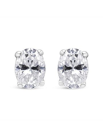 Haus of Brilliance 14K White Gold 1/2 Cttw Lab Grown Oval Solitaire Diamond Stud Earrings (F-G Color, VS2-SI1 Clarity) (view 2)