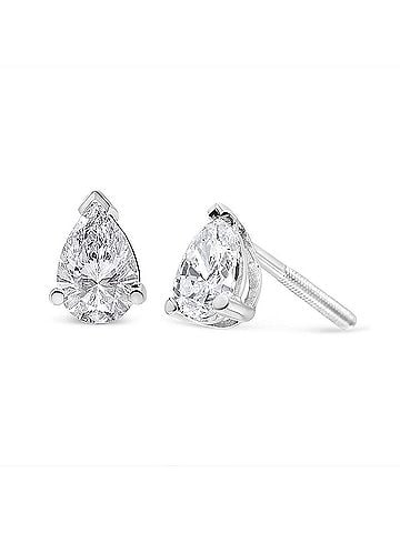 Haus of Brilliance 14K White Gold 1.0 Cttw Pear Shape Solitaire Lab Grown Diamond Stud Earrings (F-G Color, VS2-SI1 Clarity) (view 1)