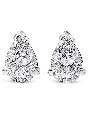 Haus of Brilliance 14K White Gold 1.0 Cttw Pear Shape Solitaire Lab Grown Diamond Stud Earrings (F-G Color, VS2-SI1 Clarity) (view 2)