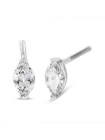 Haus of Brilliance 14K White Gold 1/2 Cttw 2 Prong Set Marquise Solitaire Lab Grown Diamond Stud Earrings (F-G Color, VS2-SI1 Clarity) (view 1)
