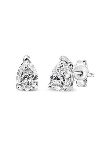 Haus of Brilliance 14K White Gold 1/2 Cttw Pear Shape Solitaire Lab Grown Diamond Stud Earrings (F-G Color, VS2-SI1 Clarity) (view 1)