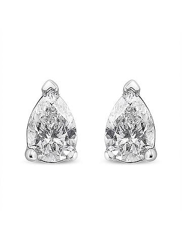 Haus of Brilliance 14K White Gold 1/2 Cttw Pear Shape Solitaire Lab Grown Diamond Stud Earrings (F-G Color, VS2-SI1 Clarity) (view 2)