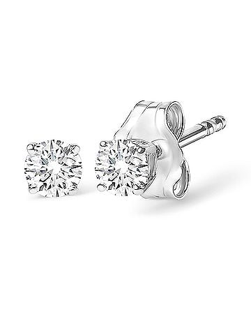 Haus of Brilliance AGS Certified 14K White Gold 1.0 cttw 4-Prong Set Brilliant Round-Cut Solitaire Diamond Push Back Stud Earrings (F-G Color, I1-I2 Clarity) (view 2)