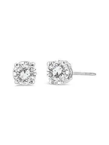 Haus of Brilliance 14K White Gold 3/4 Cttw Lab Grown Diamond 4-Prong Classic Stud Earrings (F-G Color, VS2-SI1 Clarity) (view 2)