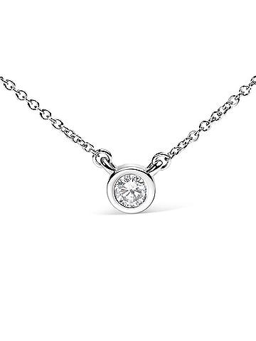 Haus of Brilliance 14K White Gold 1/3 Cttw Lab Grown Diamond Modern Bezel-Set Solitaire 16"-18" Pendant Necklace (F-G Color, VS2-SI1 Clarity) (view 2)