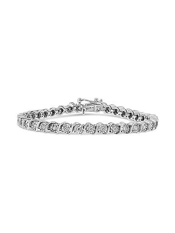 Haus of Brilliance 14K White Gold 1.00 Cttw Lab Grown Diamond Round Miracle Plate and "S" Link Tennis Bracelet (F-G Color, VS2-SI1 Clarity) Size 7" (view 1)