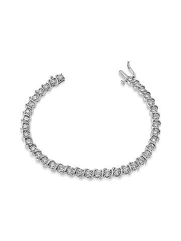 Haus of Brilliance 14K White Gold 1.00 Cttw Lab Grown Diamond Round Miracle Plate and "S" Link Tennis Bracelet (F-G Color, VS2-SI1 Clarity) Size 7" (view 2)
