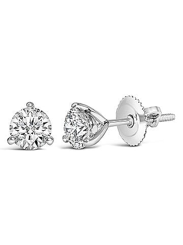 Haus of Brilliance 14K White Gold 2.0 Cttw 3-Prong Martini Set Brilliant Round-Cut Solitaire Lab Grown Diamond Screwback Stud Earrings (F-G Color, VS1-VS2 Clarity) (view 2)