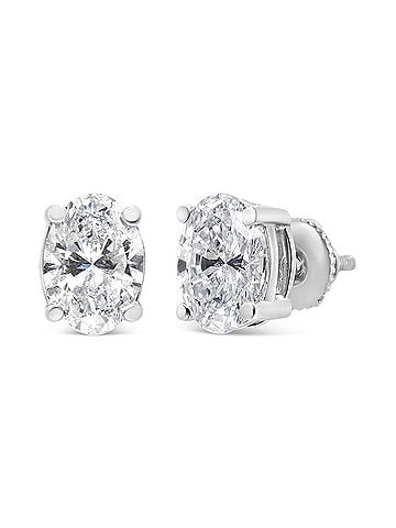 Haus of Brilliance 14K White Gold 1.00 Cttw Lab Grown Oval Solitaire Diamond Stud Earrings (F-G Color, VS2-SI1 Clarity) (view 1)