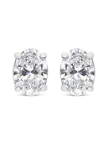 Haus of Brilliance 14K White Gold 1.00 Cttw Lab Grown Oval Solitaire Diamond Stud Earrings (F-G Color, VS2-SI1 Clarity) (view 2)
