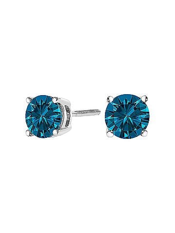 Haus of Brilliance 14K White Gold 1.00 Cttw Blue Lab Grown Diamond Stud Earrings with Screw Backs (view 2)