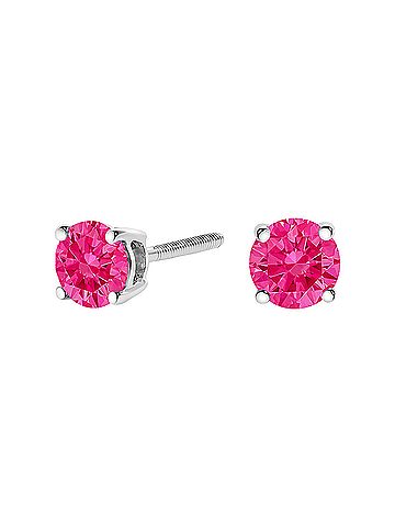 Haus of Brilliance 14K White Gold 1.0 Cttw Round Brilliant Cut Lab Grown Pink Diamond 4-Prong Classic Solitaire Earrings (Pink Color, VVS2-VS1 Clarity) (view 1)