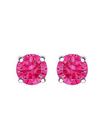 Haus of Brilliance 14K White Gold 1.0 Cttw Round Brilliant Cut Lab Grown Pink Diamond 4-Prong Classic Solitaire Earrings (Pink Color, VVS2-VS1 Clarity) (view 2)