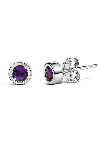 Haus of Brilliance .925 Sterling Silver Bezel Set 3.5mm Treated Purple Amethyst Gemstone Solitaire Stud Earrings (view 2)