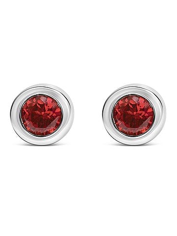 Haus of Brilliance .925 Sterling Silver Bezel Set 3.5mm Created Red Garnet Gemstone Solitaire Stud Earrings (view 1)