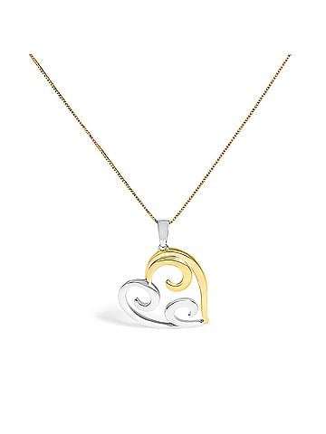 Haus of Brilliance 10K Yellow Gold Over .925 Sterling Silver Open Heart with Swirls 18" Box Chain Pendant Necklace (view 1)