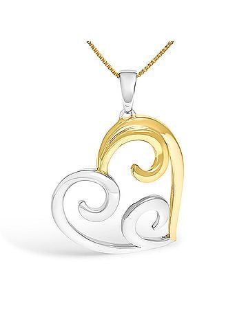 Haus of Brilliance 10K Yellow Gold Over .925 Sterling Silver Open Heart with Swirls 18" Box Chain Pendant Necklace (view 2)
