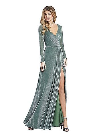 IEENA for Mac Duggal Ieena for Mac Duggal 49088 Long Sleeve Metallic Dress Cocktail Dress (view 1)
